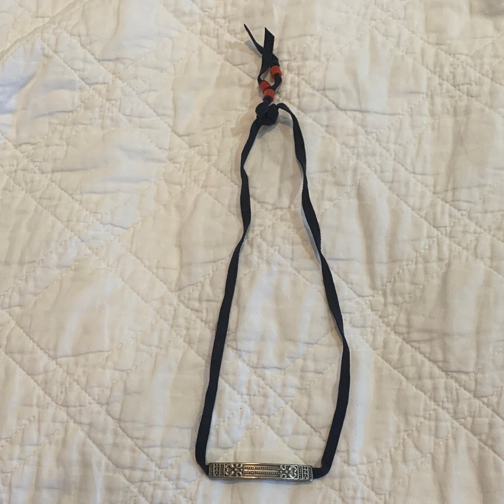 Bohemian Silver-Tone Bar Necklace with Cord